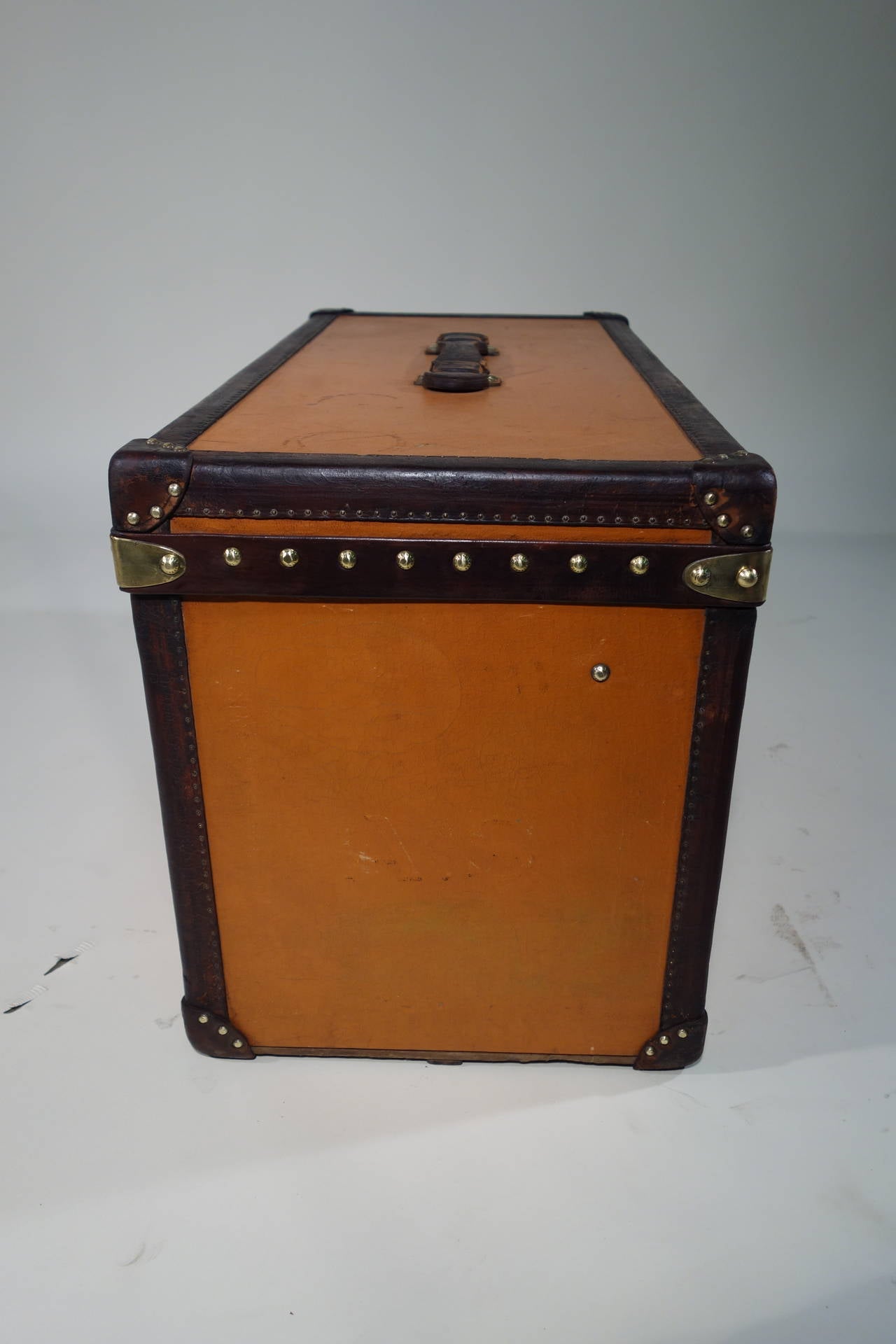 Early 20th Century 1920s Louis Vuitton Orange Champagne Trunk / Malle Champagne