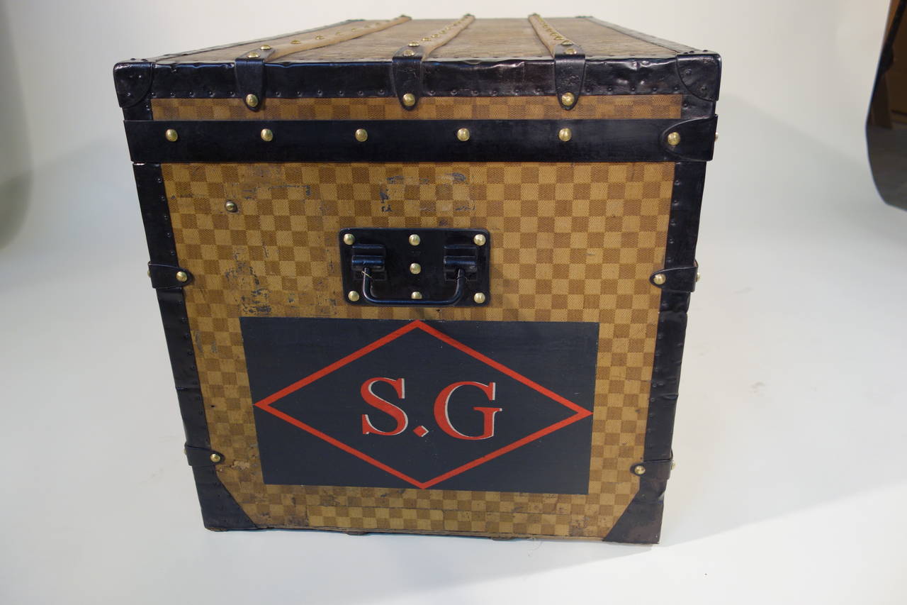 Early 20th Century 1900s Louis Vuitton Yellow Damier Trunk, Malle Courrier Damier Jaune