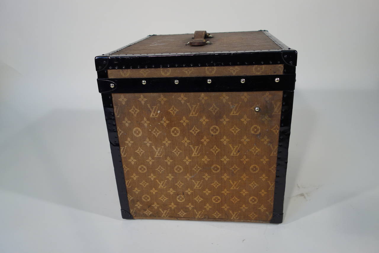 Early 20th Century 1900s Louis Vuitton Woven Monogram Hat Trunk with Key