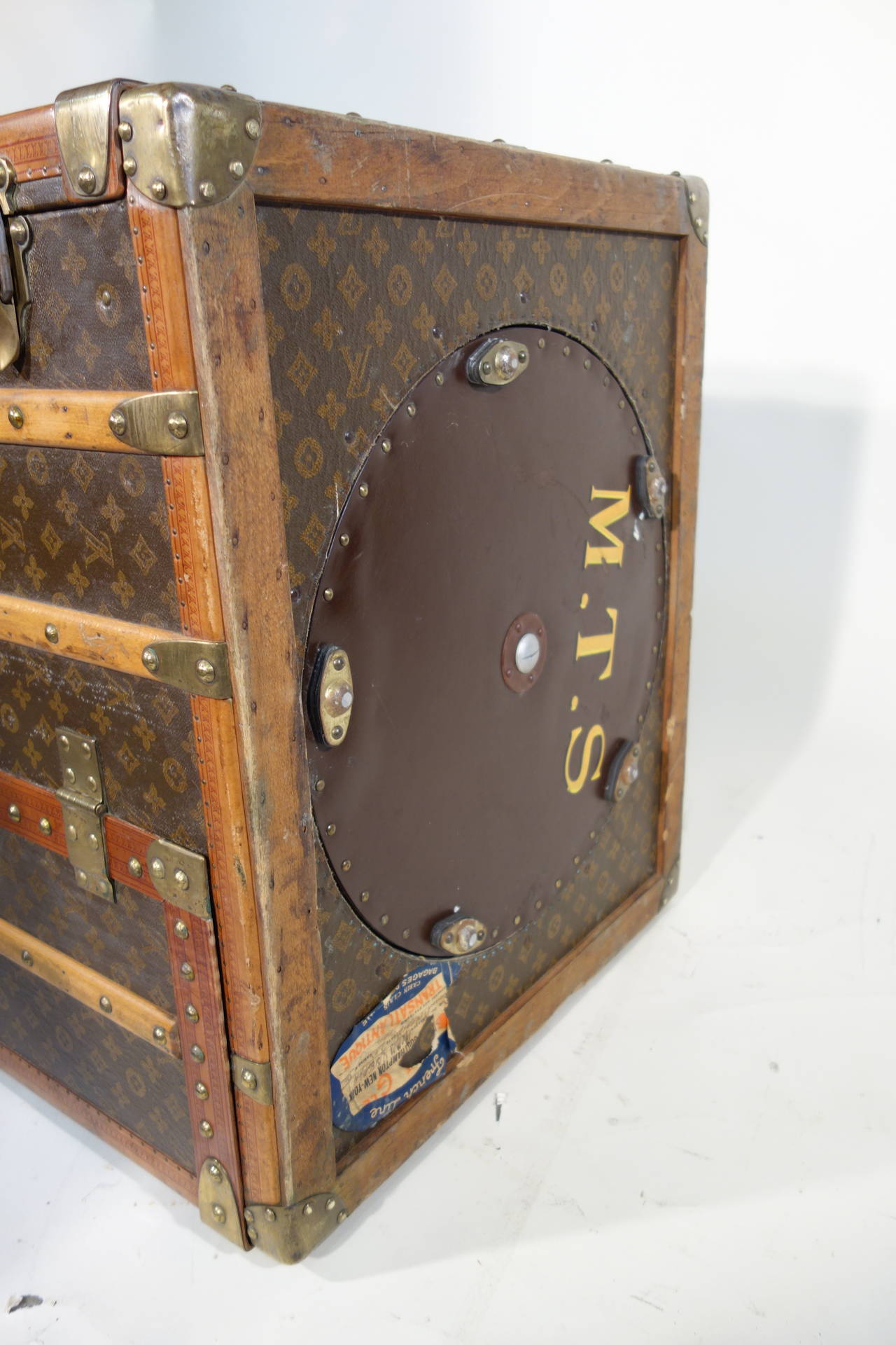 Brass 1930s Louis Vuitton Wardrobe Trunk with Turntable