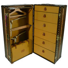 Vintage Louis Vuitton Wardrobe Trunk with Key, circa 1930s, Malle Armoire