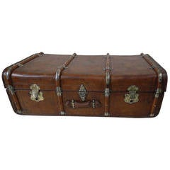 Leather Cabin Trunk Hand Made 1930s / Malle Cabine Cuir