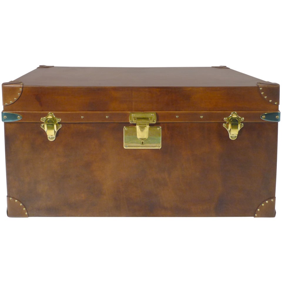 Leather Steamer Trunk 20th Century For Sale