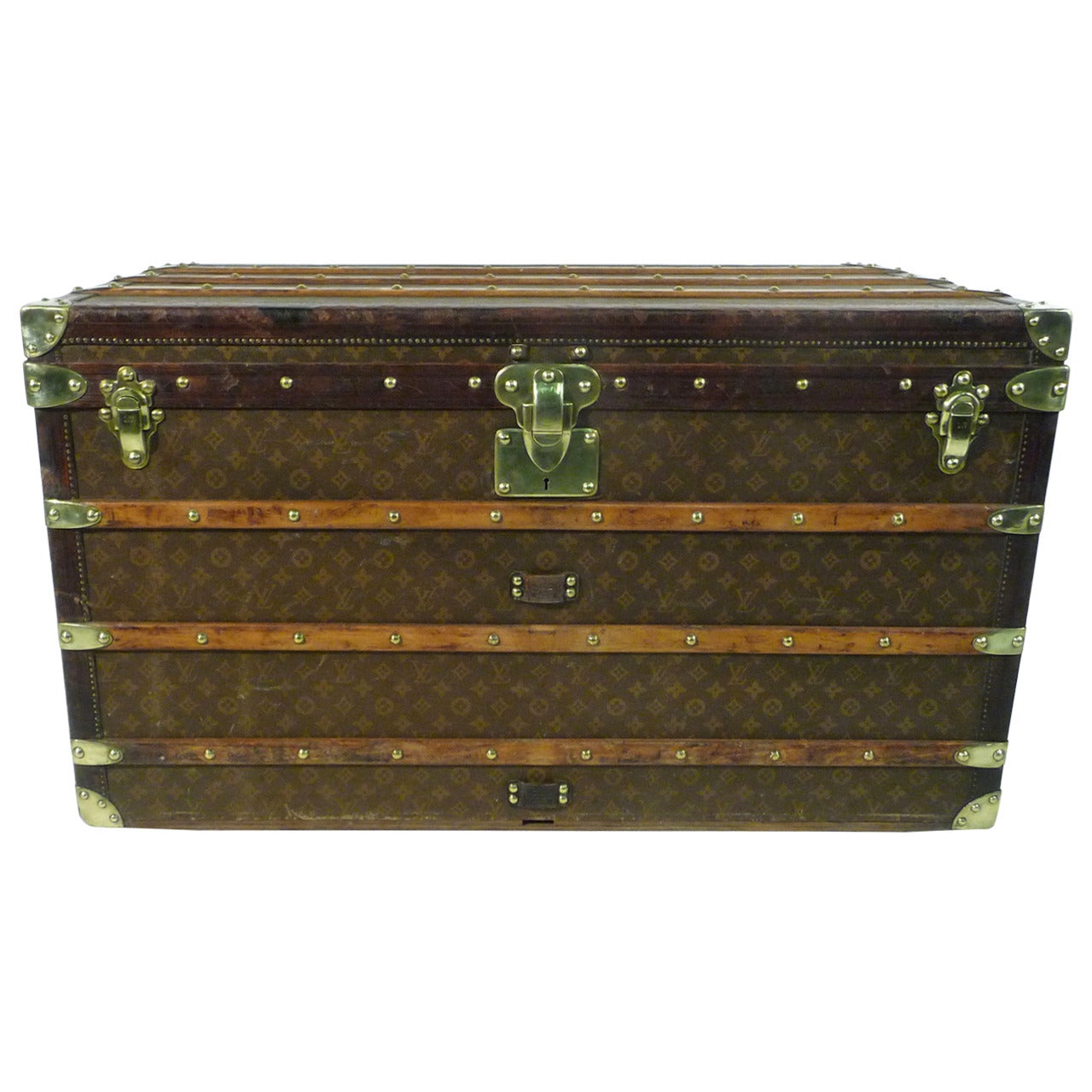 Louis Vuitton Steamer Monogram Trunk or Malle Courrier, 1900s For Sale