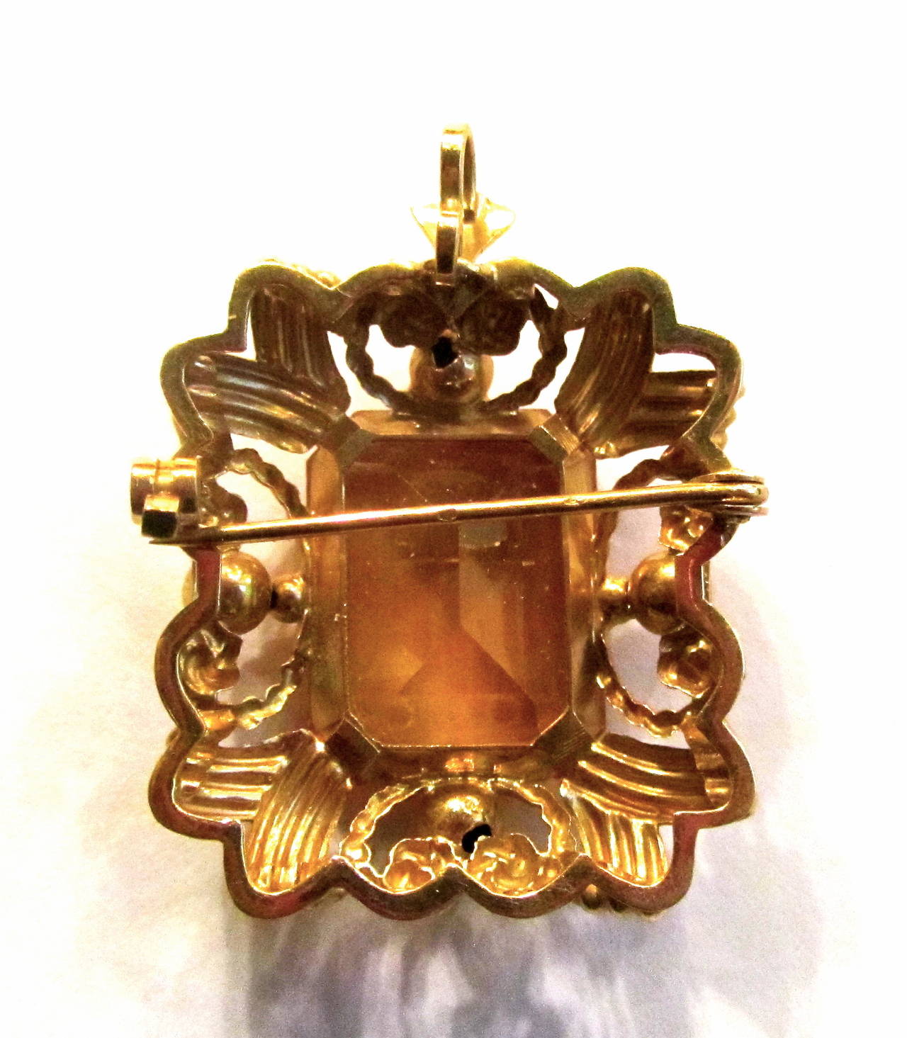 Citrine Gold Brooch and Pendant, French