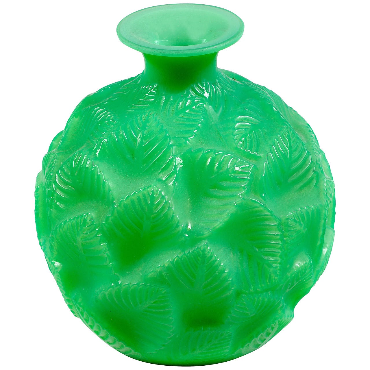 Lalique, Ormeaux Jade Vase For Sale
