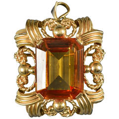 Citrine Gold Brooch and Pendant, French