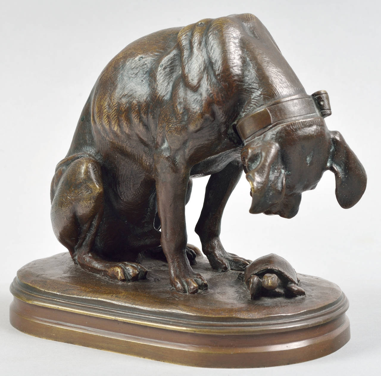 19th Century Jacquemart, Henri-Alfred-Marie, a Dog and a Turtle, Bronze For Sale