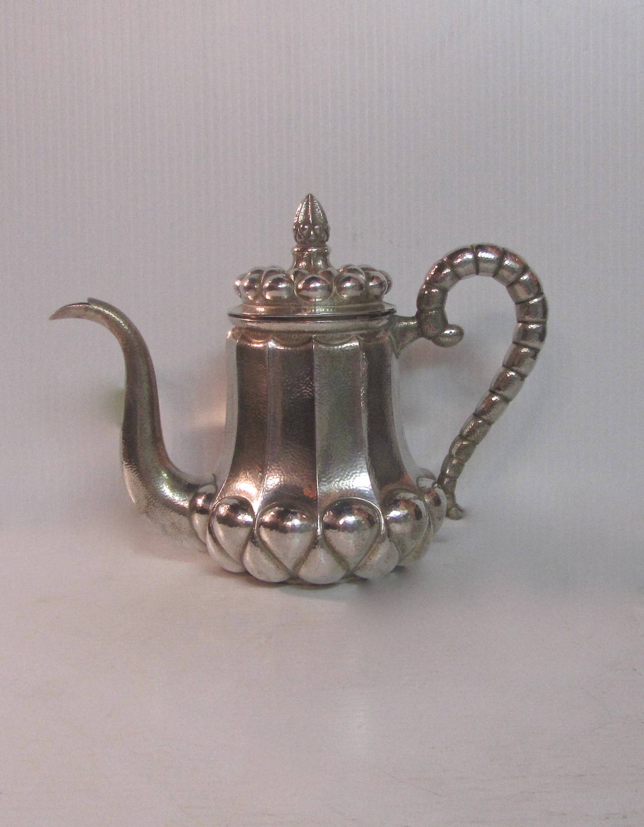 Tea and coffee silver service,
Hungary, 1937-1965.
Comprising a coffee pot, teapot, milk jug, sugar bowl, cream jug and a tray.
Each piece is marked with Diana head mark and silver standard mark 3 (silver purity 3 = .800), 