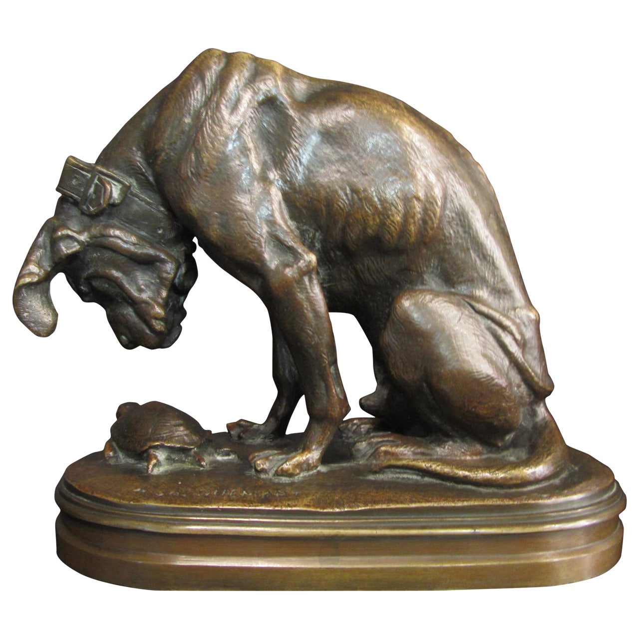 Jacquemart, Henri-Alfred-Marie, a Dog and a Turtle, Bronze For Sale