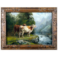 théOdore Lévigne, Cows at Pasture, Painting