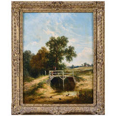 Antique James Edwin Meadows, British Brook Scene, Painting 