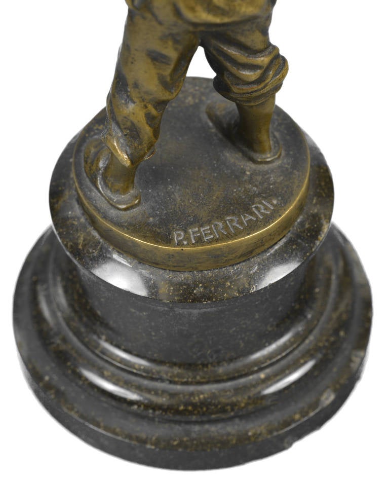 ‘P. Ferrari, ’ French Bronze Figure of Gavroche  2