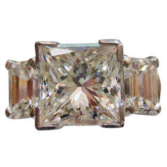 Important Princess Cut Diamond Ring, 3.17-Carats, Platinum