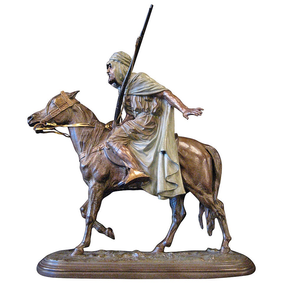 Isidore-Jules Bonheur, Sculpture of an Arab Warrior on Horseback For Sale