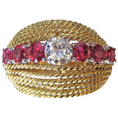 Gübelin Diamond and Rubies Ring, 20th Century