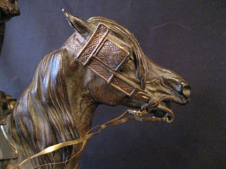 Bronze Isidore-Jules Bonheur, Sculpture of an Arab Warrior on Horseback For Sale