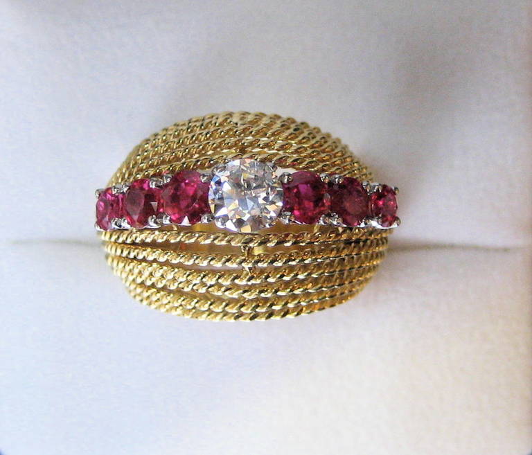 Gübelin Diamond and Rubies Ring, 20th Century