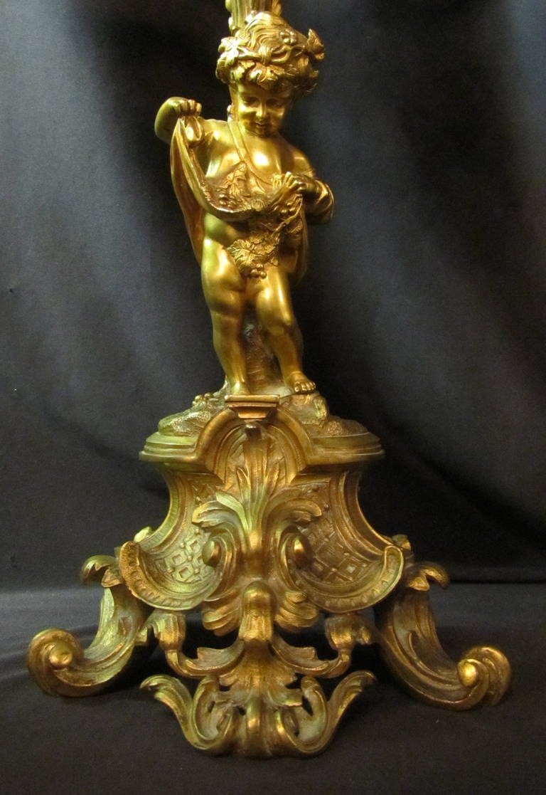 19th Century Henri Picard, Napoleon III Ormolu Five-Light Figural Candelabra For Sale