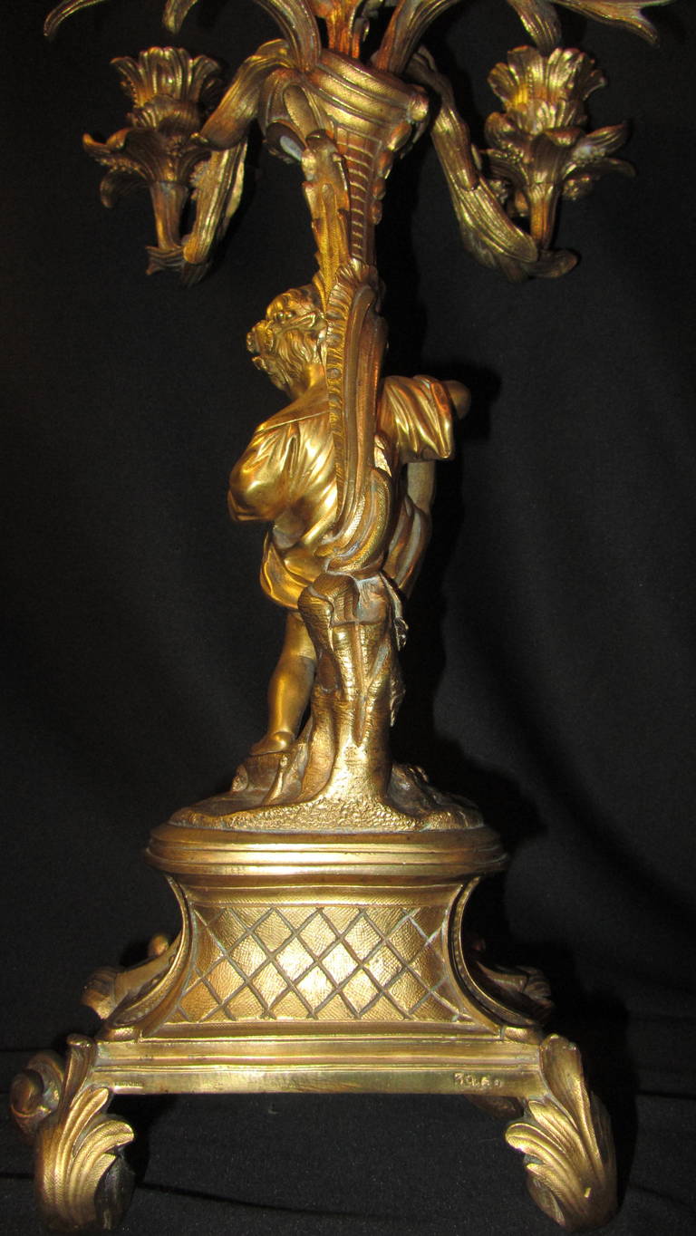 Henri Picard, Napoleon III Ormolu Five-Light Figural Candelabra For Sale 1
