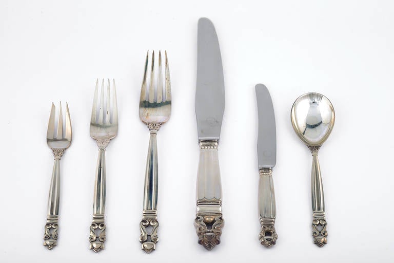 Georg Jensen Sterling Silver Set with Acorn Pattern