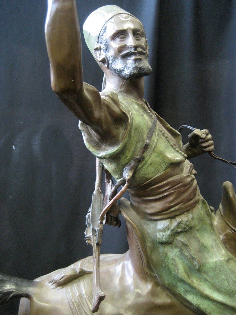 Pierre Jules Mène, Monumental Arab Falconer on Horse Sculpture In Good Condition For Sale In Montreal, Quebec