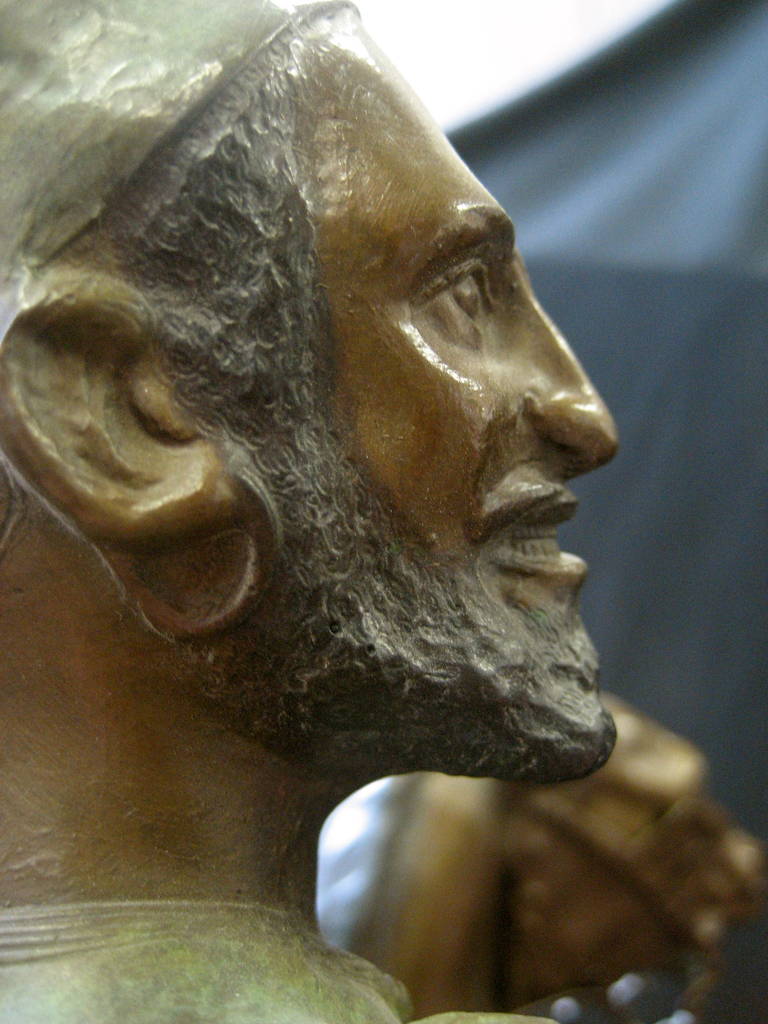 Bronze Pierre Jules Mène, Monumental Arab Falconer on Horse Sculpture For Sale