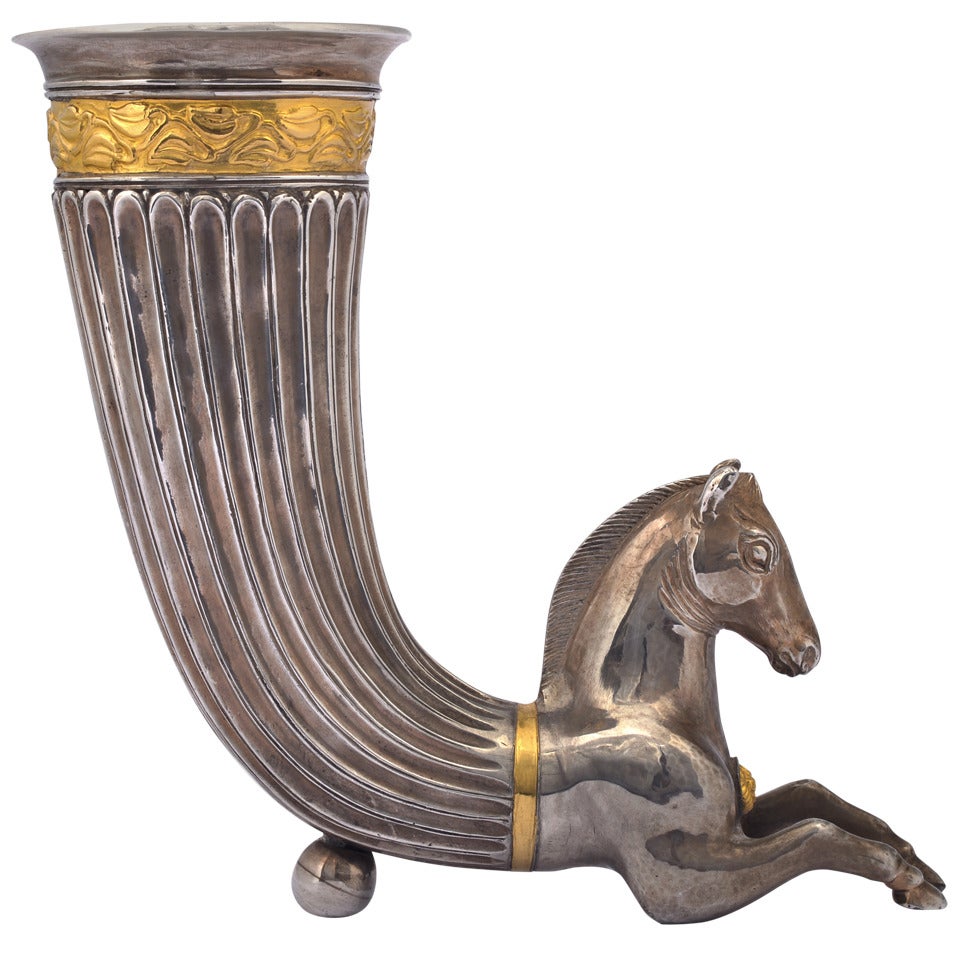 Horse Rhyton, One of a Kind For Sale