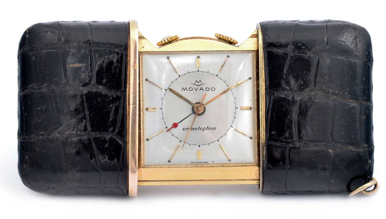 Movado Ermetophon Purse and Bedside Alarm Clock, Gold-Plated