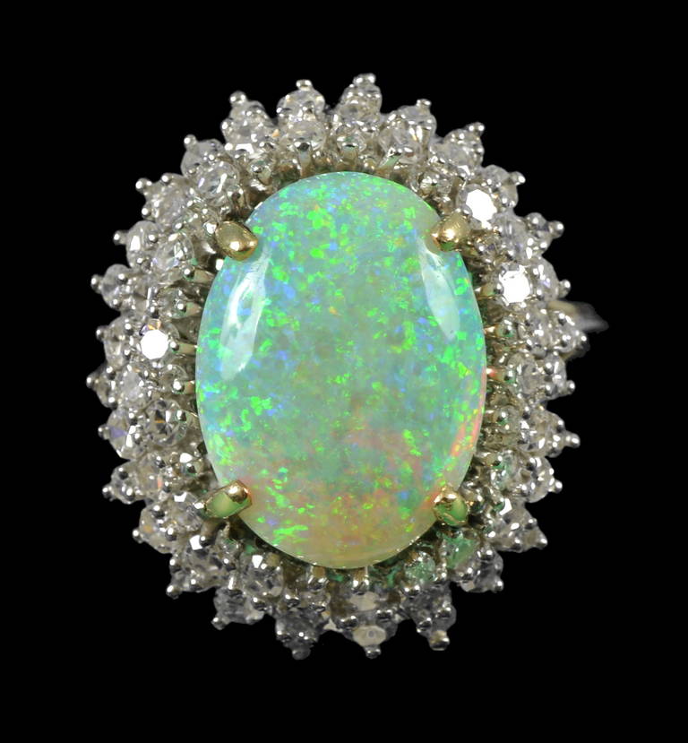 Opal and Diamond Triple Entourage Ring