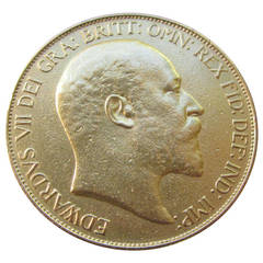 King Edward VII British Gold Coin, Five Pounds, Five Sovereigns, 1902