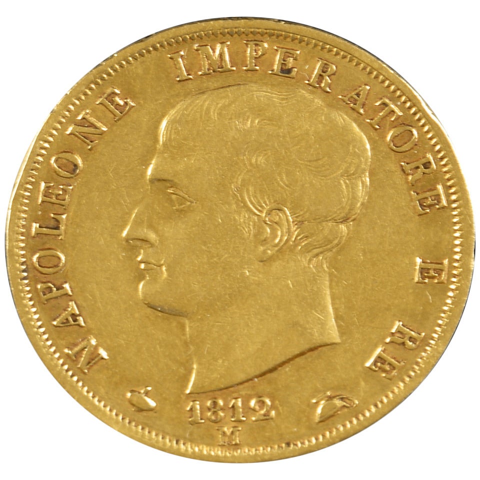 Napoleone Bonaparte, Imperatore E Re, 40 Lire Italian Gold Coin, 1912 For Sale