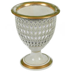 Vintage Royal Porzellan Manufaktur (RPM) Porcelain Reticulated Chalice Form Vase
