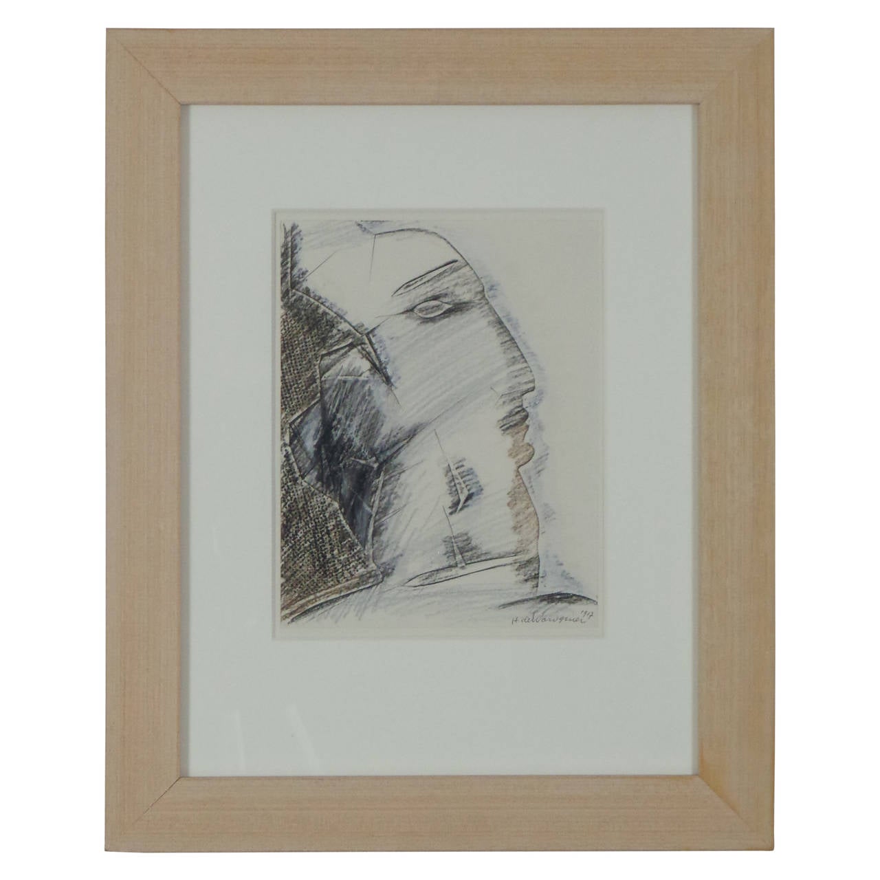 Untitled Drawing, "Profile" by Henri de Waroquier For Sale