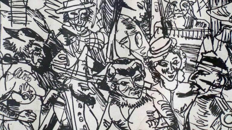 "Der General in der Kaschemme" Lithograph by Rudolf Schlichter, circa 1919