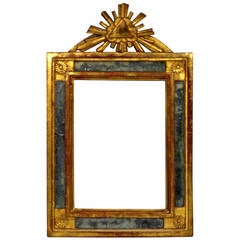 18th Century Polychromed Wood Frame with Mirrored Elements