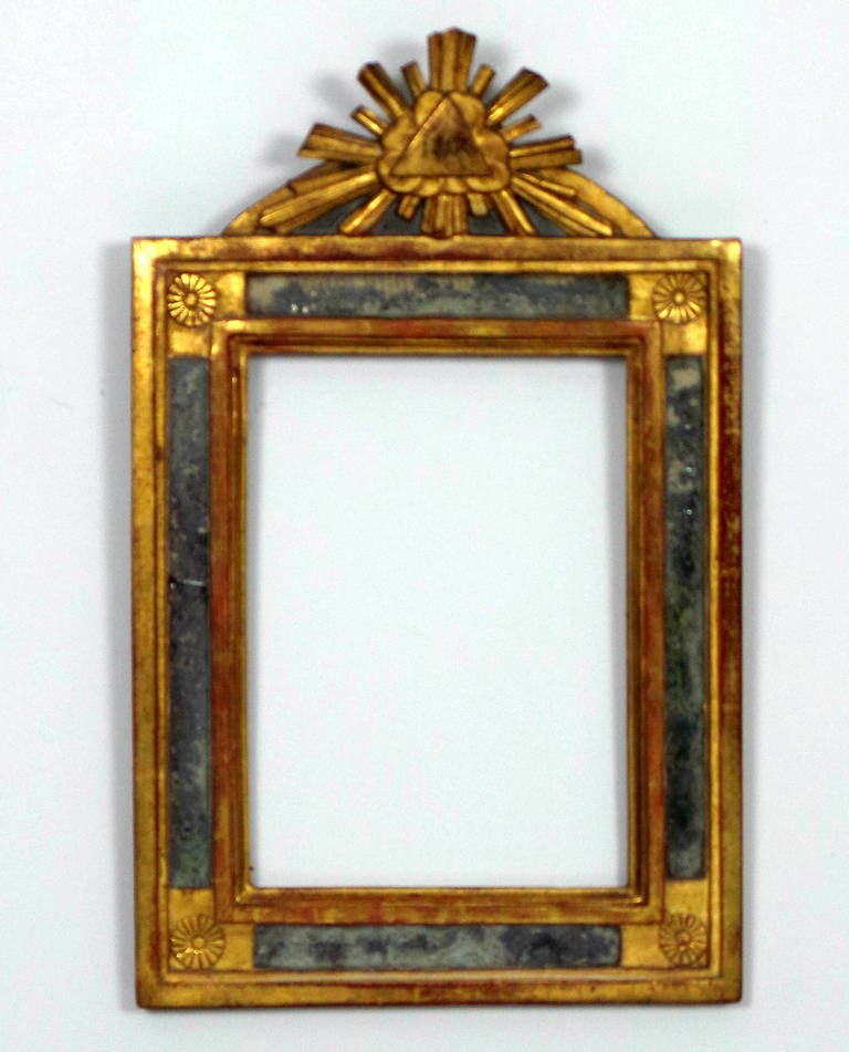 18th Century Polychromed Wood Frame with Mirrored Elements