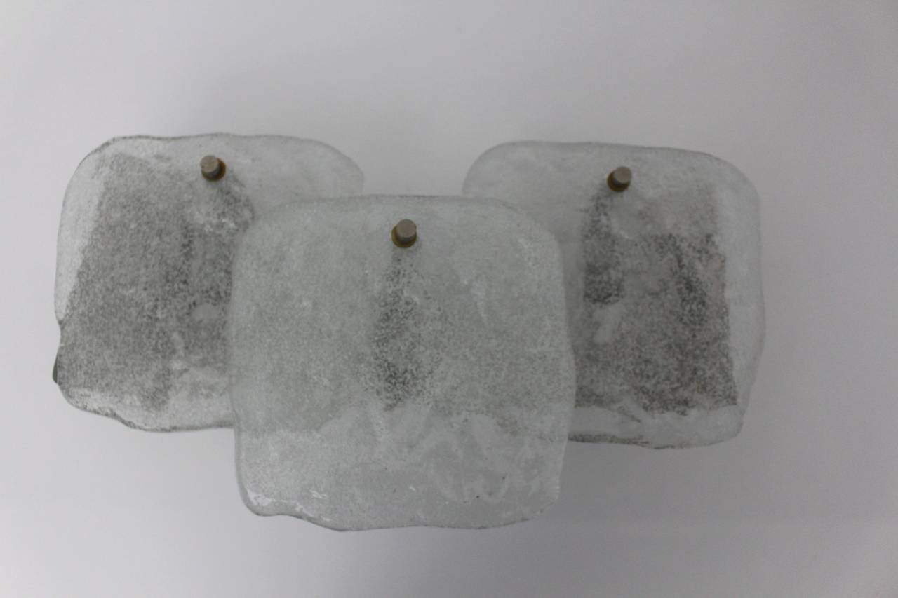 Mid-20th Century  Mid-Century Modern Vintage Ice Glass Sconces by Kalmar Vienna, 1960s For Sale