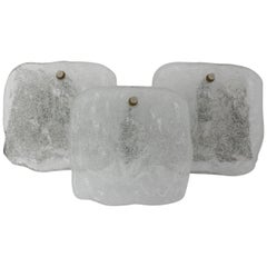  Mid-Century Modern Used Ice Glass Sconces by Kalmar Vienna, 1960s