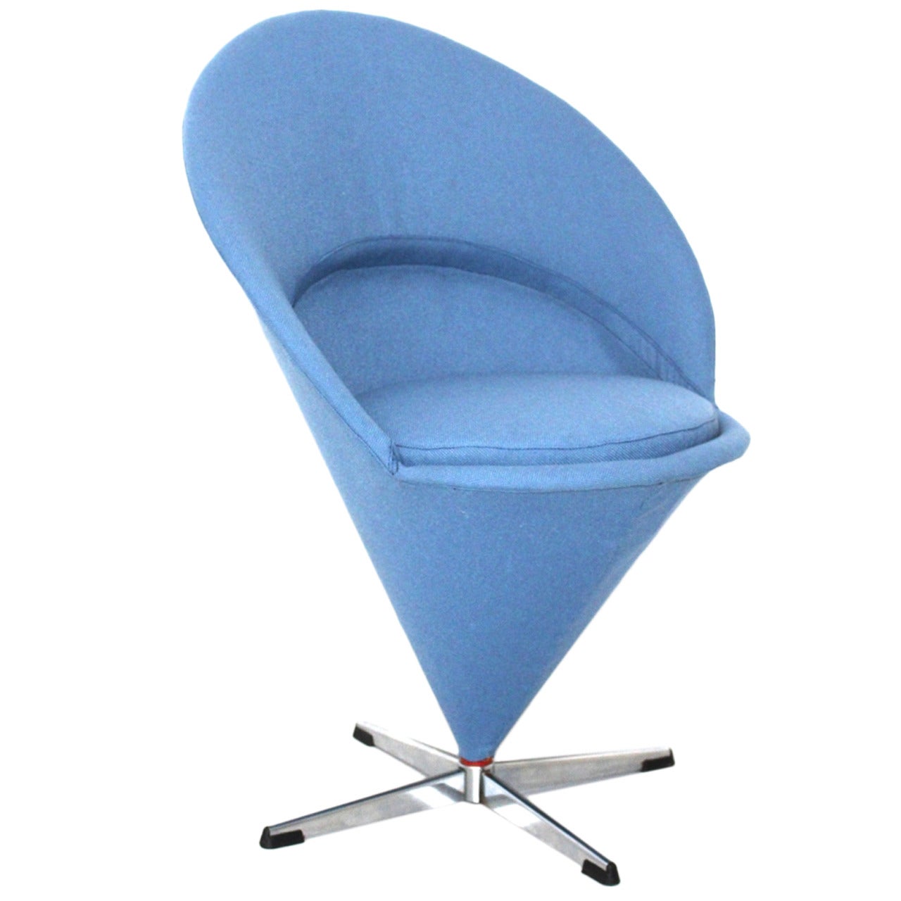 Blue Scandinavian Modern Cone Chair or Side Chair by Verner Panton Denmark 1958 For Sale