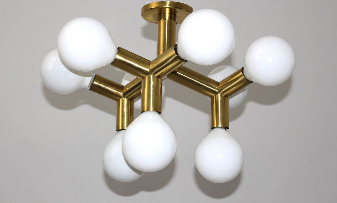 Space Age Atomic Brass Chandelier by J. T. Kalmar