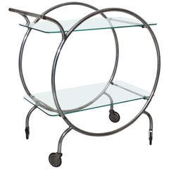 Art Deco Antique Metal Bar Cart Staatliches Bauhaus Dessau attr Germany c 1928