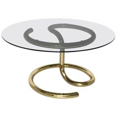 Table basse vintage moderne du milieu du siècle dernier en laiton plaqué Anaconda, 1970