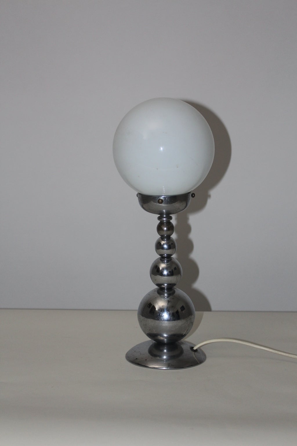 French Mid-Century Modern Vintage Chromed Table Lamp, France, circa 1950 For Sale