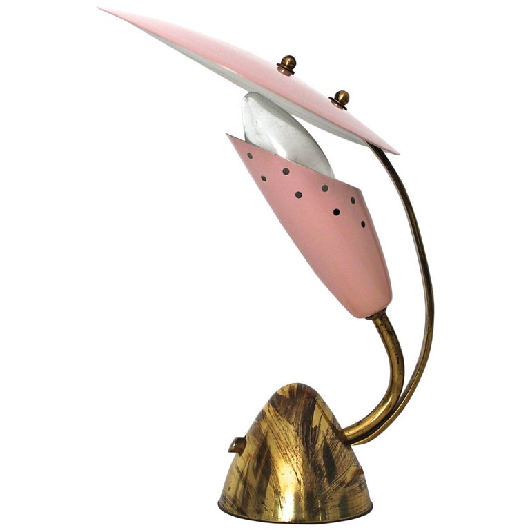 Mid Century Modern Pink Brass Vintage Table Lamp 1950s Italy For Sale at  1stDibs