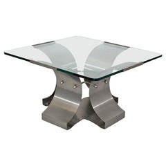 Stainless Steel Coffee Table by François Monnet, France, 1970s 10