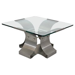 Mid-Century Modern Steel Vintage Coffee Table by François Monnet France 1970s