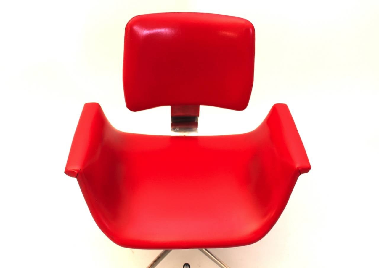 MidCentury Modern Red Vintage Swivel Desk Chair Office Chair Italy