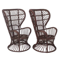 Wicker Chairs designed by Lio Carminati, Italy, circa 1948