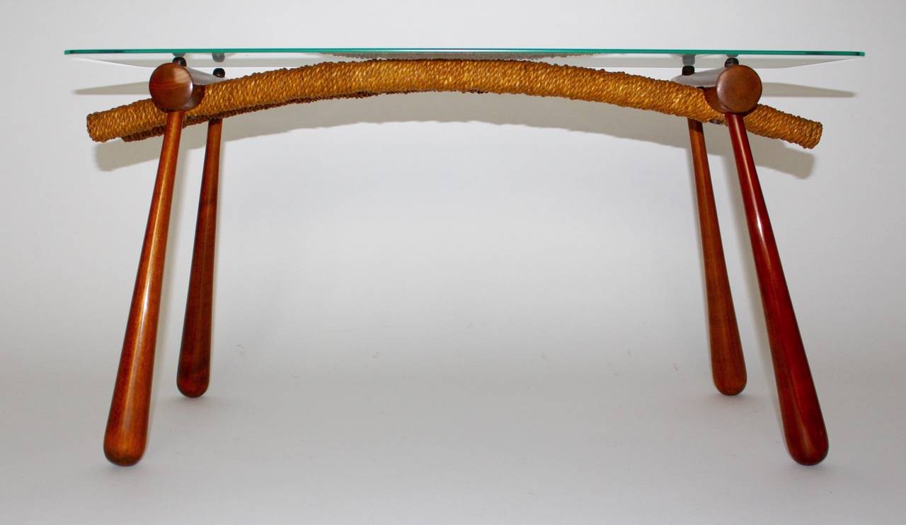 Austrian Mid-Century Modern Organic Maple Side Table Sofa Table by Max Kment Vienna 1955 For Sale